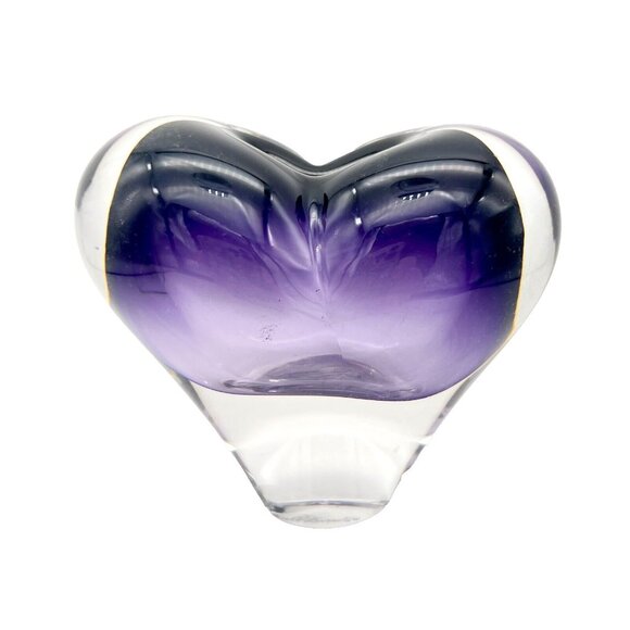 Vintage Rosenthal Purple Art Glass Heart Bud Vase Paperweight Minimalist - Picture 2 of 6